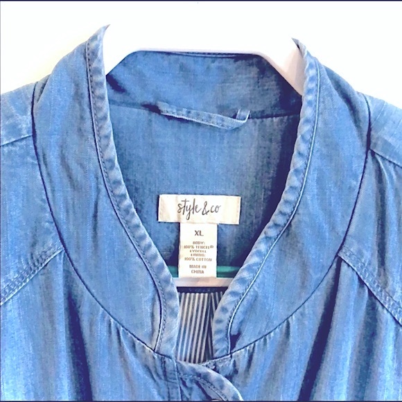 Stylish Light-Wash Chambray Lightweight Utility Jacket Pockets Snaps Closure - Picture 5 of 16